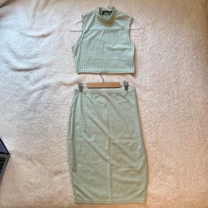 2-piece mint green ribbed set